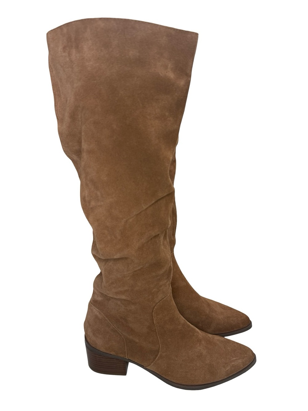 Steve Madden Holly Knee-High Suede Pointed-Toe Boots in Cognac Sz 10